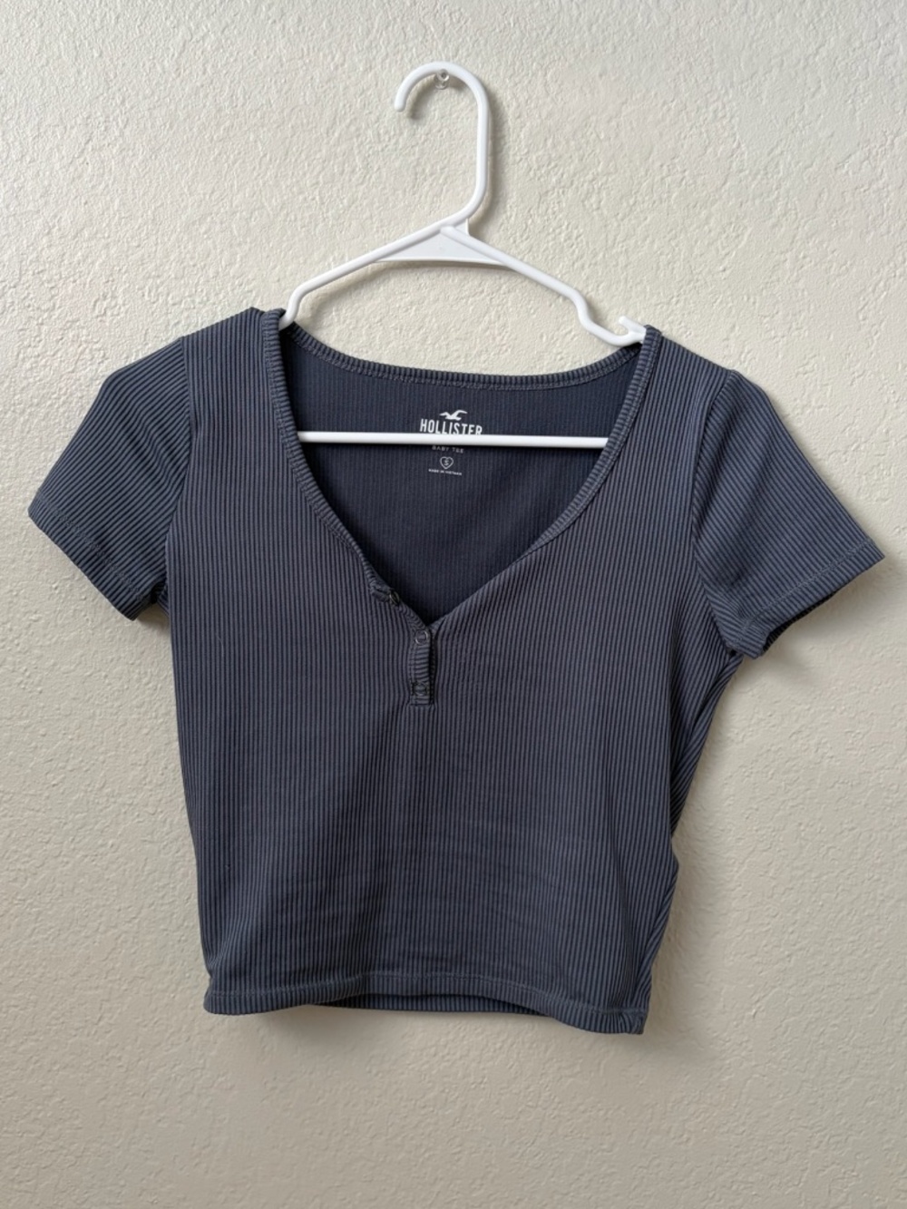 Small Blue Hollister Baby Tee Ribbed